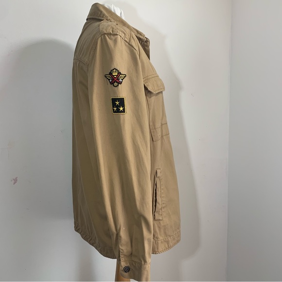 Atmosphere Shacket Utility Top Long Sleeve Cotton Tan Brown + Badges UK 10 - Picture 14 of 16